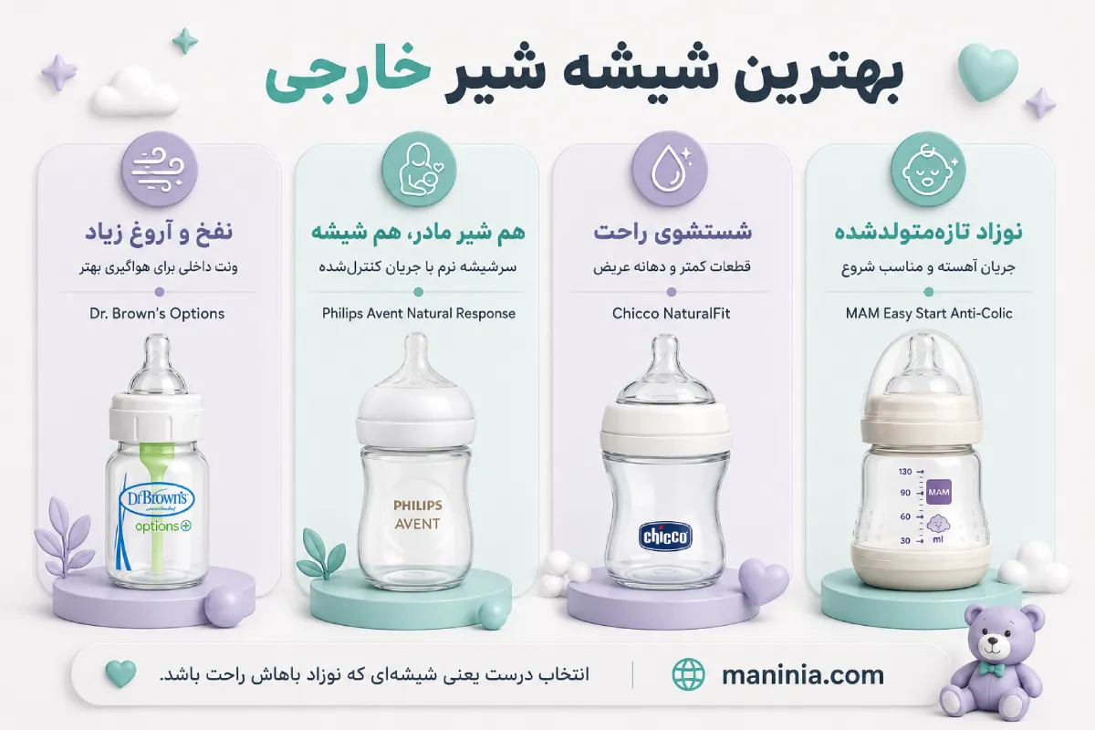 انواع شیشه شیر نوزاد برای هر سن