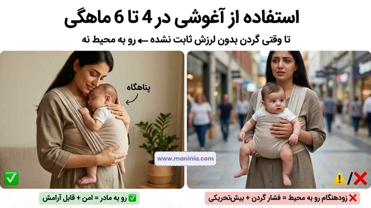 استفاده از آغوشی از چند ماهگی؟ 4 تا 6 ماهگی