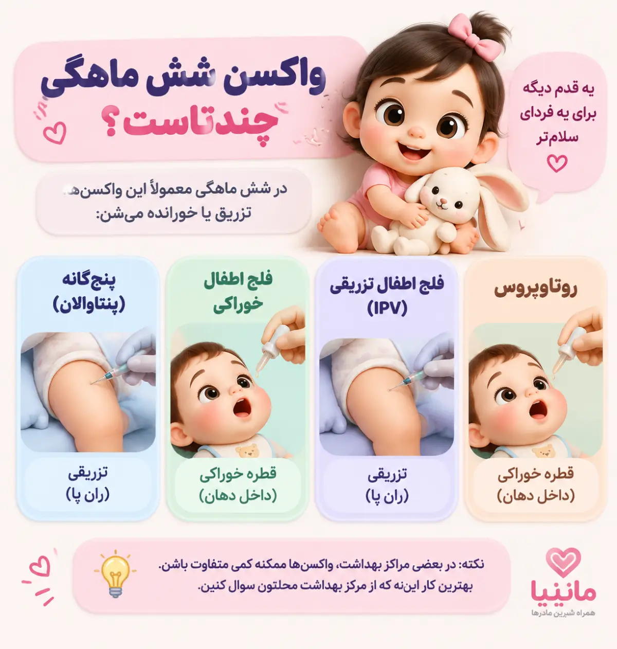 جدول واکسن نوزاد از بدو تولد