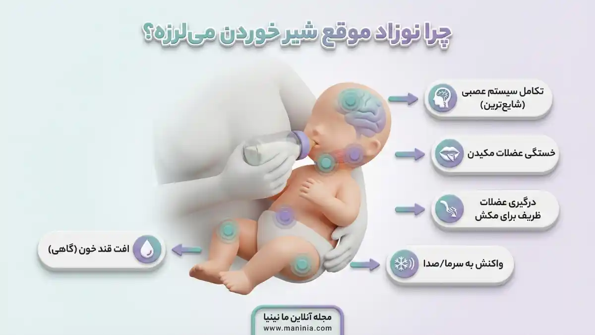 چرا نوزاد موقع شیر خوردن میلرزه؟