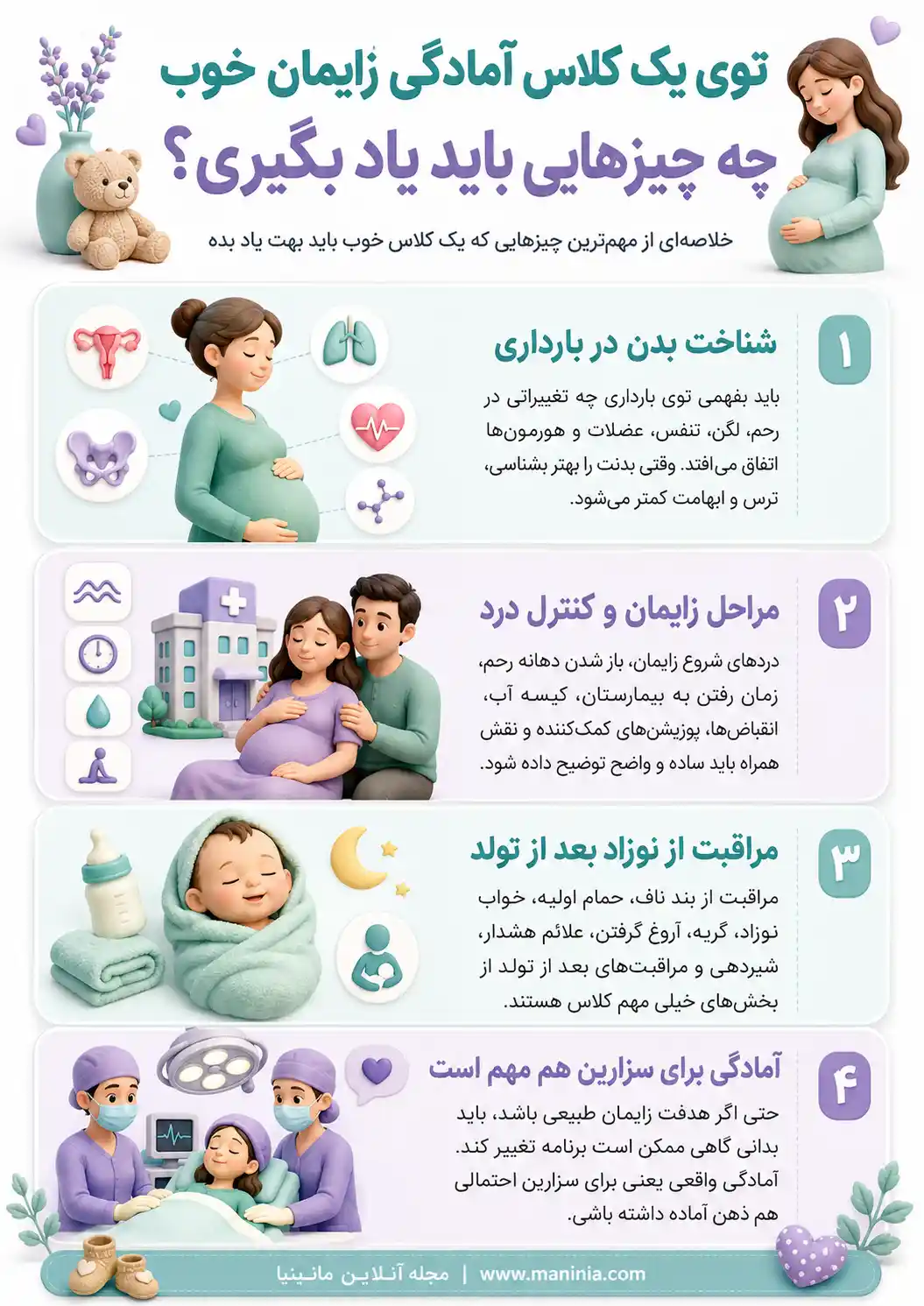 جلسات کلاس های آمادگی برای زایمان در مشهد